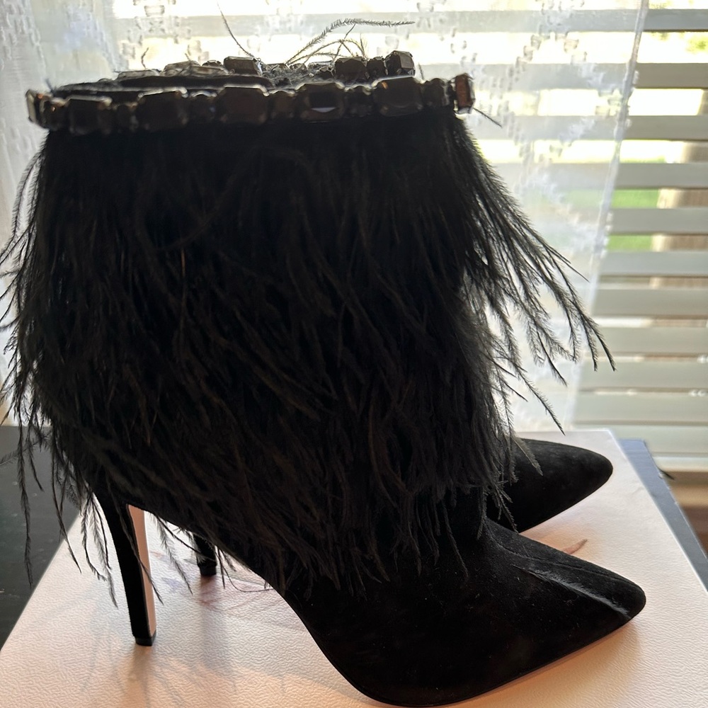 Jessica Simpson's Feather ankle booties with stiletto heels